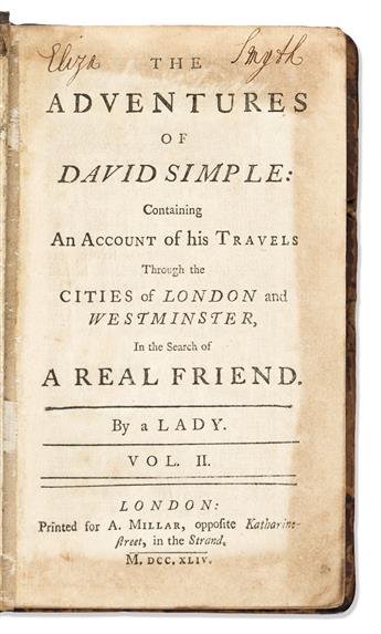 Fielding, Sarah (1710-1768) The Adventures of David Simple: Containing an Account of his Travels through the Cities of London and Westm